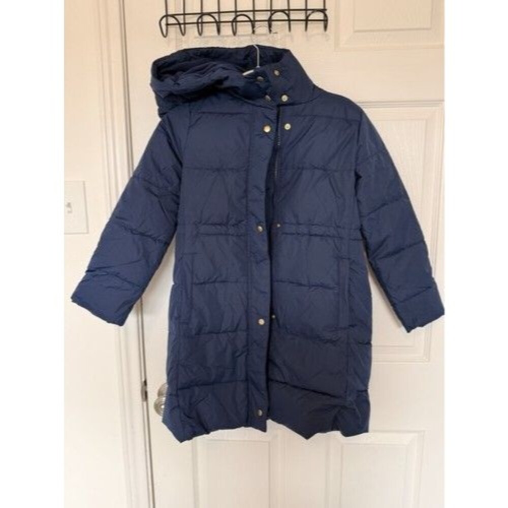 Crewcuts Girls Hooded Quilted Long Puffer Coat Blue Size 10 Long Sleeve